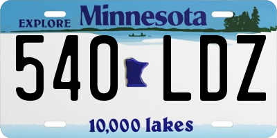 MN license plate 540LDZ