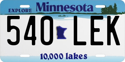 MN license plate 540LEK