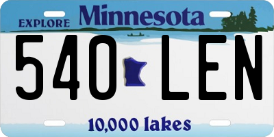 MN license plate 540LEN