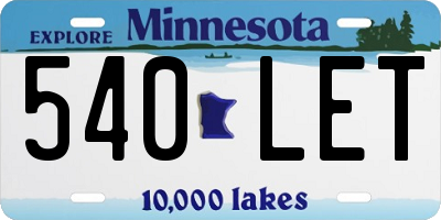 MN license plate 540LET