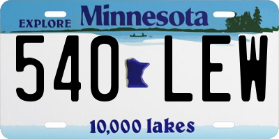 MN license plate 540LEW