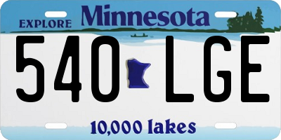 MN license plate 540LGE