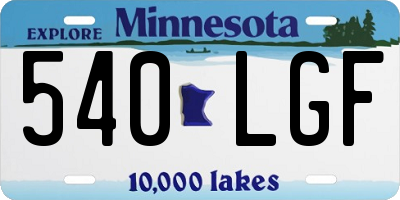 MN license plate 540LGF
