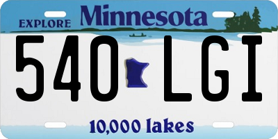 MN license plate 540LGI