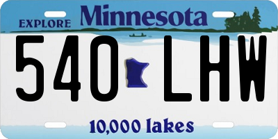 MN license plate 540LHW