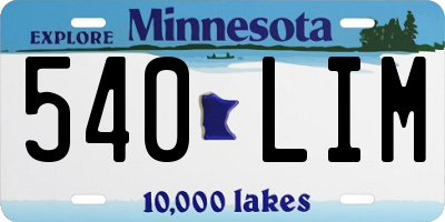 MN license plate 540LIM