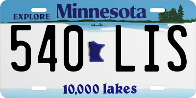 MN license plate 540LIS