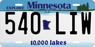 MN license plate 540LIW