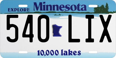 MN license plate 540LIX
