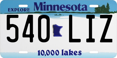 MN license plate 540LIZ