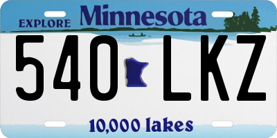 MN license plate 540LKZ