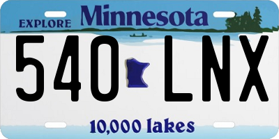 MN license plate 540LNX