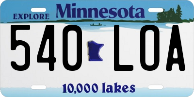 MN license plate 540LOA