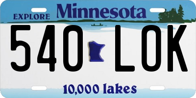 MN license plate 540LOK
