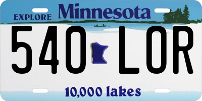 MN license plate 540LOR