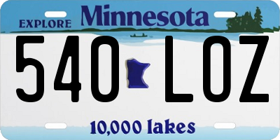 MN license plate 540LOZ