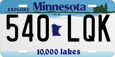 MN license plate 540LQK