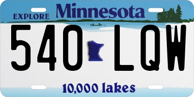 MN license plate 540LQW