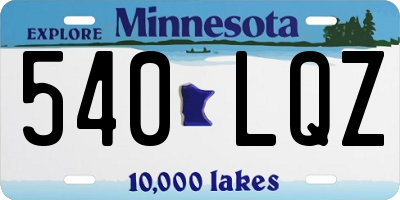 MN license plate 540LQZ
