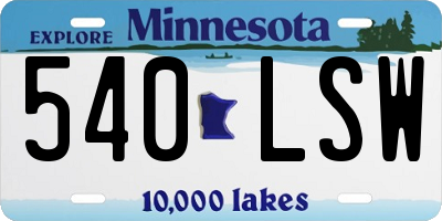 MN license plate 540LSW