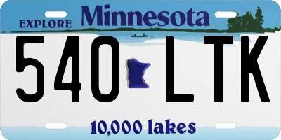 MN license plate 540LTK