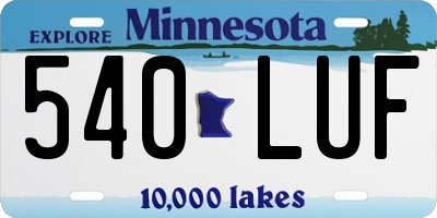 MN license plate 540LUF