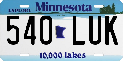 MN license plate 540LUK