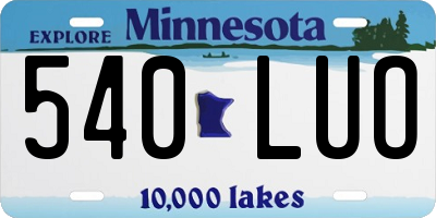 MN license plate 540LUO