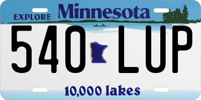 MN license plate 540LUP