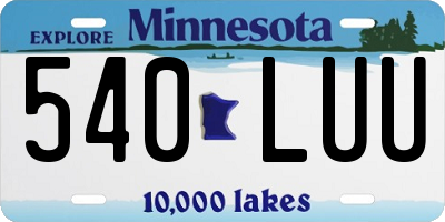 MN license plate 540LUU