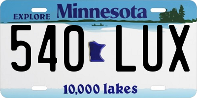 MN license plate 540LUX