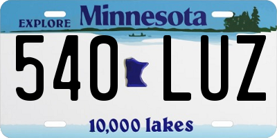 MN license plate 540LUZ