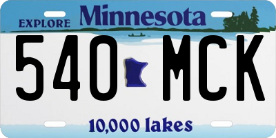MN license plate 540MCK