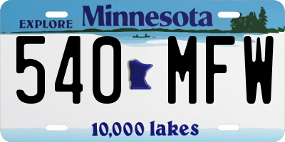 MN license plate 540MFW