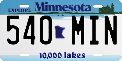 MN license plate 540MIN