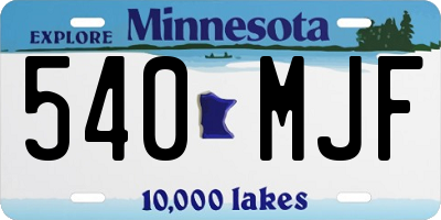 MN license plate 540MJF