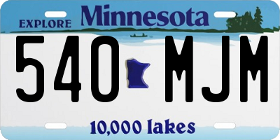 MN license plate 540MJM