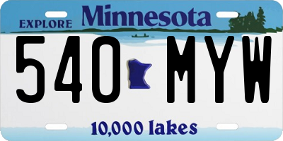 MN license plate 540MYW