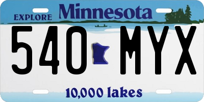 MN license plate 540MYX