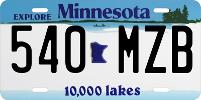 MN license plate 540MZB