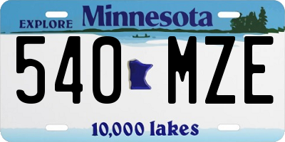 MN license plate 540MZE