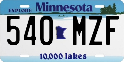 MN license plate 540MZF