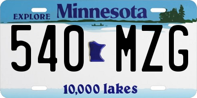 MN license plate 540MZG