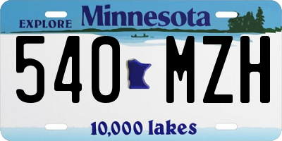 MN license plate 540MZH