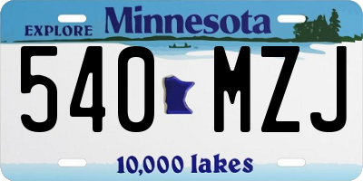 MN license plate 540MZJ