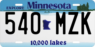 MN license plate 540MZK