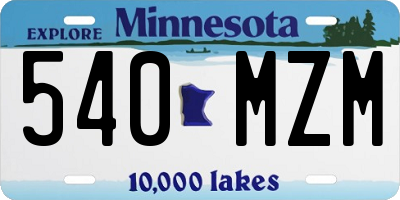 MN license plate 540MZM