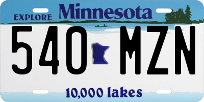 MN license plate 540MZN