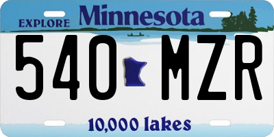 MN license plate 540MZR