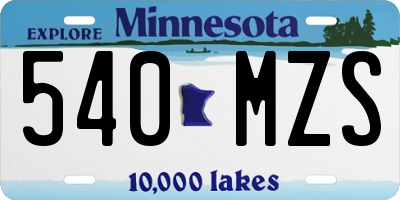 MN license plate 540MZS